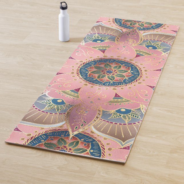 Esterilla De Yoga Diseño de oro metálico y Mandala rosa a la moda (In situ)
