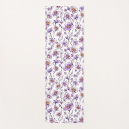 Esterilla De Yoga Diseño de patrón botánico de flor silvestre púrpur