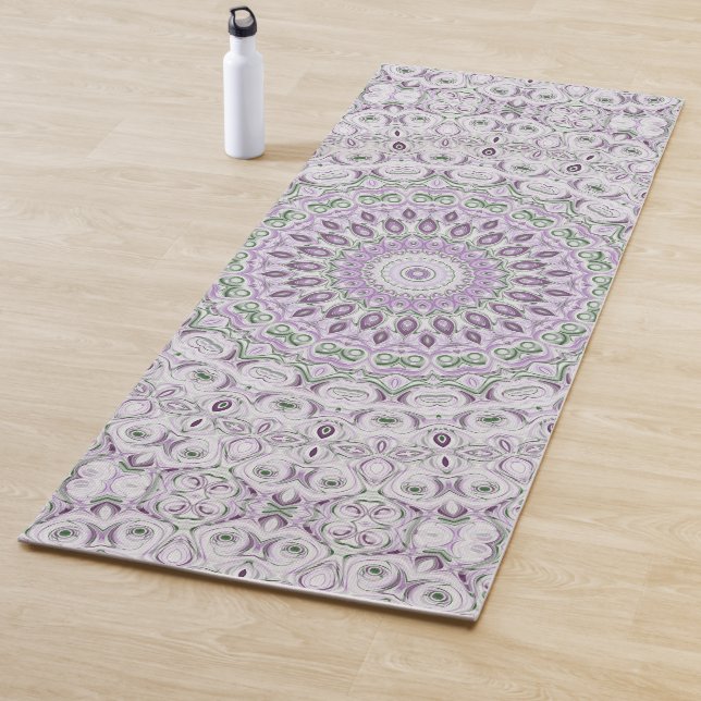 Esterilla De Yoga Diseño de patrón de mandala lavanda y verde (In situ)