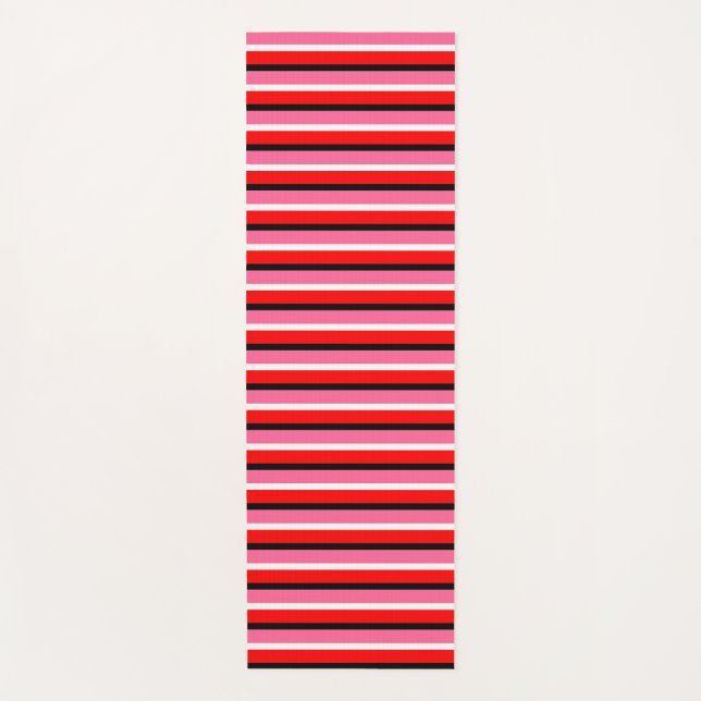 Esterilla De Yoga Diseño de patrones de rayas rosadas rojas (Anverso)