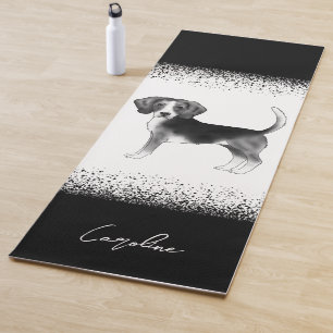 Esterilla De Yoga Diseño De Perro Beagle En Blanco Y Negro Con Texto