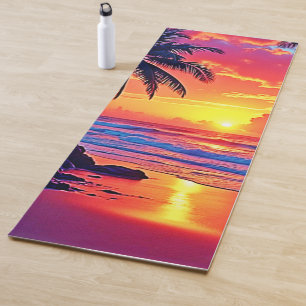 Esterilla De Yoga Diseño del paraíso tropical del atardecer