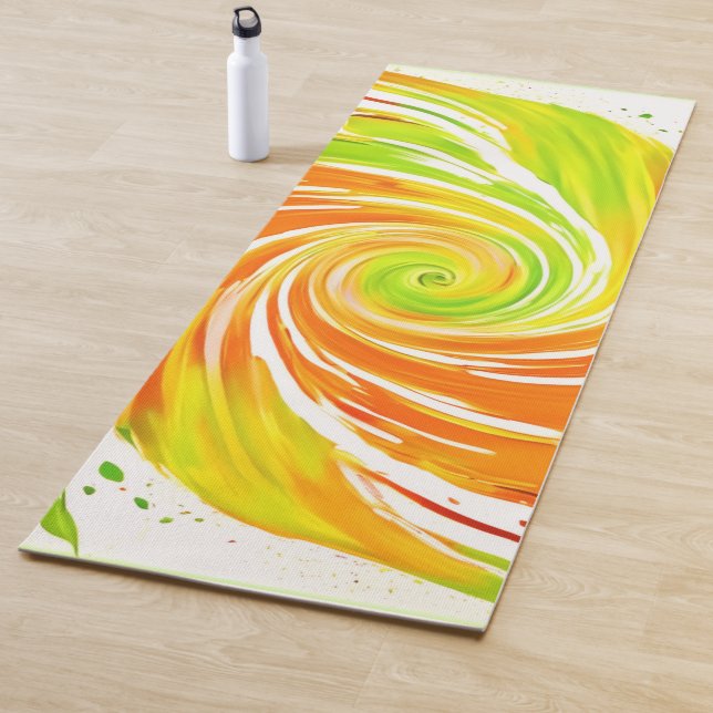 Esterilla De Yoga Diseño en espiral verde y naranja (In situ)