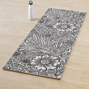 Esterilla De Yoga Diseño floral intrincado en blanco y negro