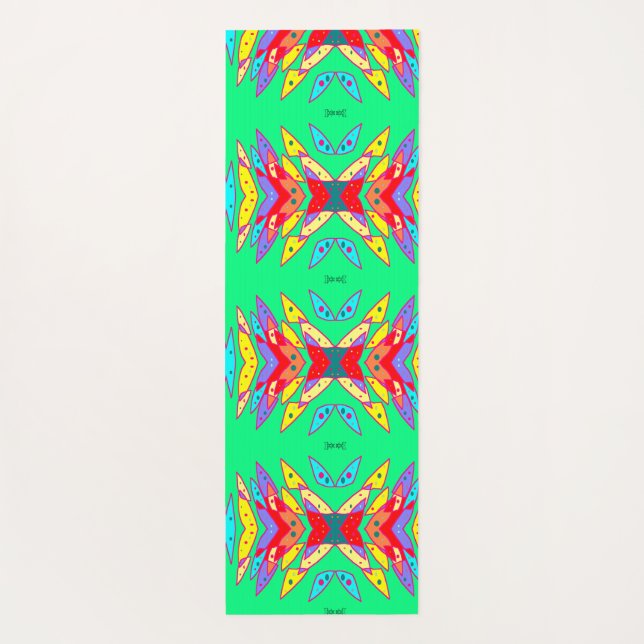 Esterilla De Yoga diseño mixto de yoga verde y rojo (Reverso)