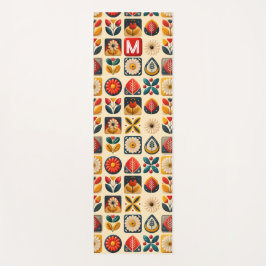 Esterilla De Yoga Diseño retro de yoga floral