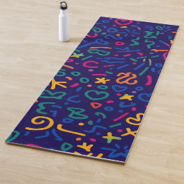 Esterilla De Yoga Divertido doodle de formas vibratorias coloridas