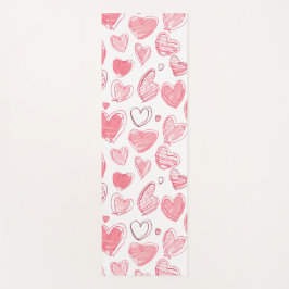 Esterilla De Yoga Doodle Hearts On White