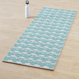 Esterilla De Yoga Dragon Scales, Fans, Waves, Seigaiha, Blue
