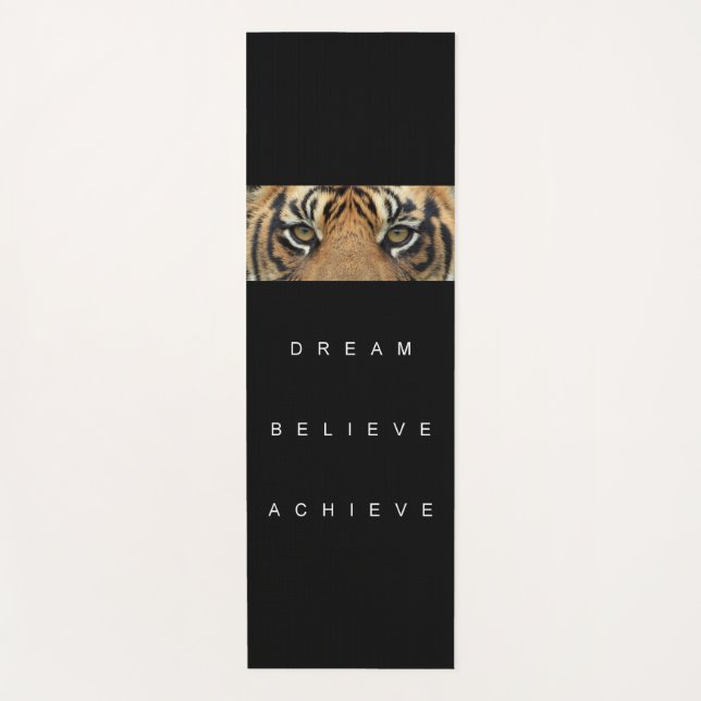 Esterilla De Yoga Dream Believe Lograr Cita Motivacional Tiger Eye (Anverso)