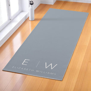Esterilla De Yoga Dusty Blue Elegant Moderno Monograma Minimalista N
