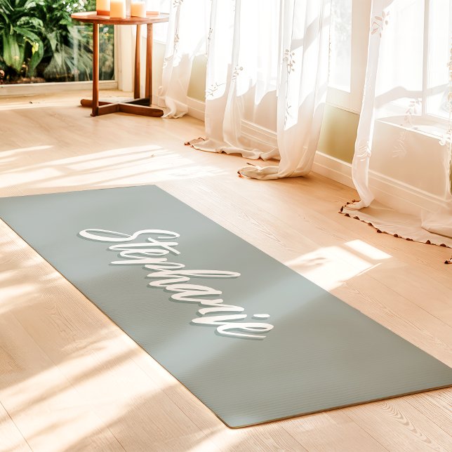 Esterilla De Yoga Dusty Sage Green Nombre personalizado simple (Subido por el creador)