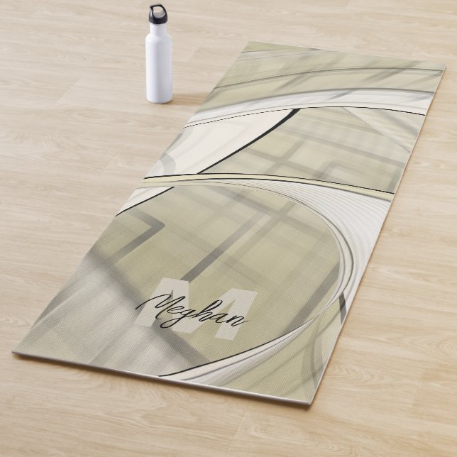 Esterilla De Yoga Earthy Pastel Autumn Resumen Monograma de arte (In situ)