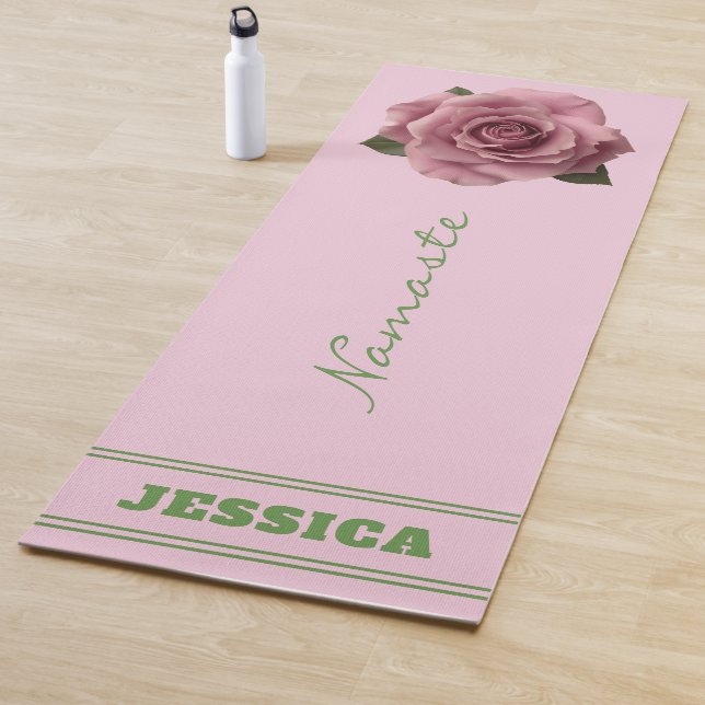 Esterilla De Yoga Editable Minimal Pink Rose Design Pattern Custom (In situ)