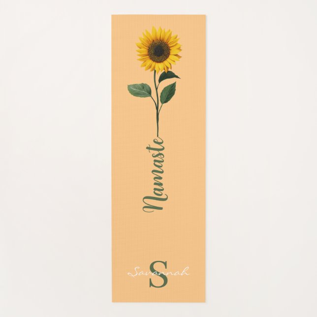 Esterilla De Yoga Editable Name Sunflower Namaste (Anverso)