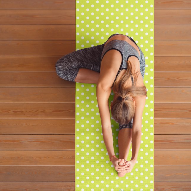Esterilla De Yoga Ejercicio de monograma de puntos de polka retro ve (Green White Retro Polka Dots Monogram Exercise Yoga Mat)
