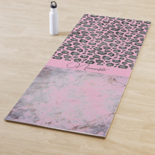 Esterilla De Yoga El Purpurinoso rosado de mármol de Rubor Leopard N