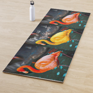 Esterilla De Yoga El Trío De Flamingo Amarillo Rosa Se Atreve A Ser