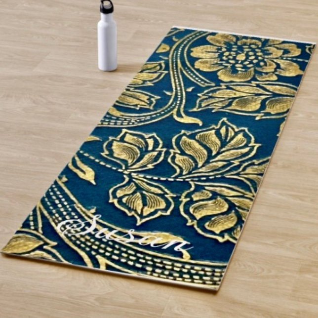 Esterilla De Yoga Elegancia Azul Dorada (Subido por el creador)