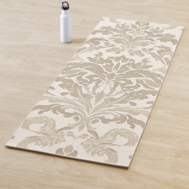 Esterilla De Yoga Elegancia de Marfil Barroco Damasco Clásico Antigu