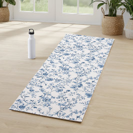 Esterilla De Yoga Elegant Blue Floral Toile Botanical Pattern 