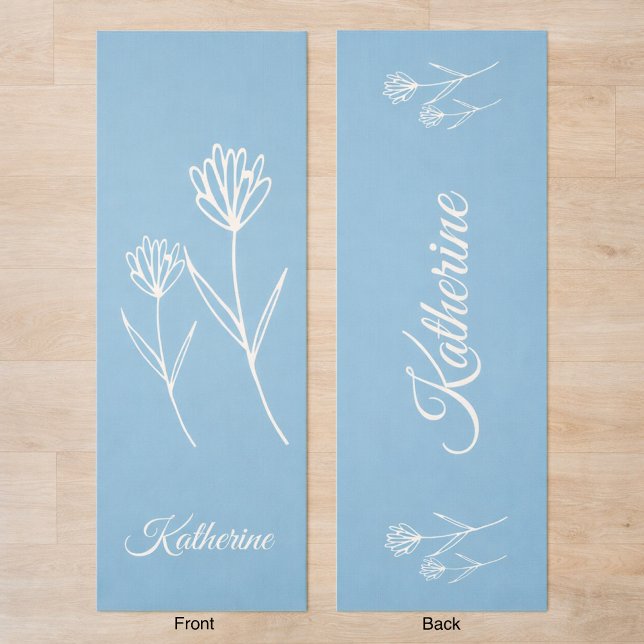 Esterilla De Yoga Elegant Dusty Blue Simple Flower  (Subido por el creador)