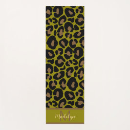 Esterilla De Yoga Elegant olive green and black leopard Monogrammed 