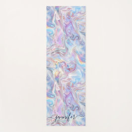 Esterilla De Yoga Elegant Pastel Holographic Marble Swirls Girly