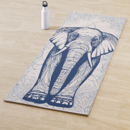 Esterilla De Yoga Elegante arte lineal de elefante indio azul marino