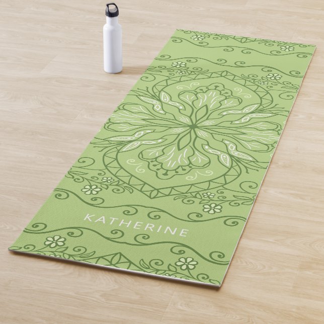 Esterilla De Yoga Elegante Boho Lime Green Mandala (In situ)