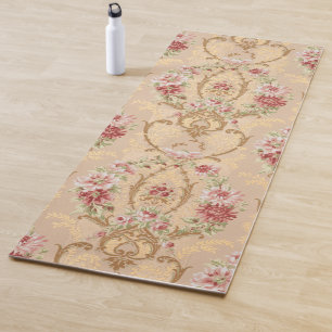 Esterilla De Yoga Elegante clásico floral y rococó filigrí dorado