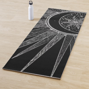 Esterilla De Yoga Elegante diseño negro de luna de sol plateado Man