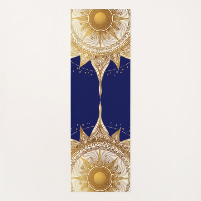 Esterilla De Yoga Elegante dorado Mandala Sun (Anverso)