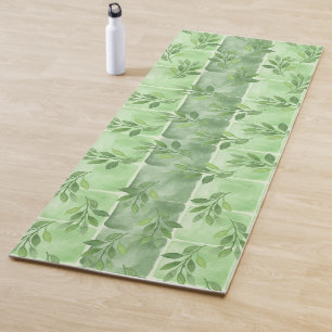 Esterilla De Yoga Elegante ejercicio de acuarela de hojas verdes