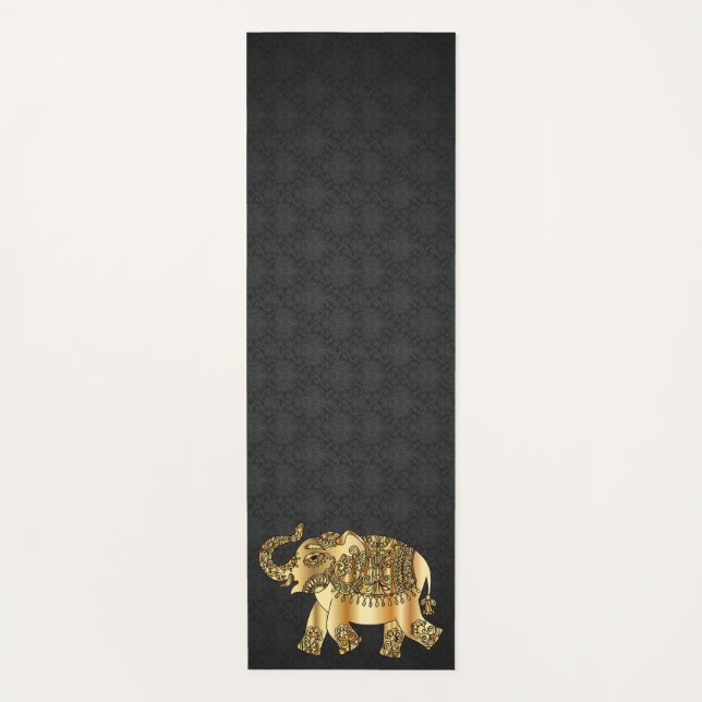 Esterilla De Yoga Elegante elefante Damask Gold Paisley (Anverso)