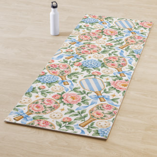 Esterilla De Yoga Elegante Estilo Costero Preppy de Pickleball Azul