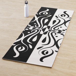Esterilla De Yoga Elegante estilo Harlequin negro y blanco abstracto