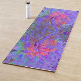 Esterilla De Yoga Elegante Flor de Dalia Decorativa Psicodélica