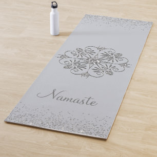 Esterilla De Yoga Elegante Gem Purpurinoso Plateado