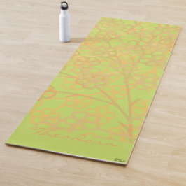Esterilla De Yoga Elegante Gold Green Abstract Floral