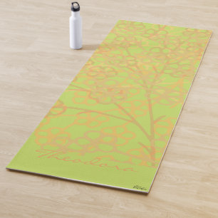 Esterilla De Yoga Elegante Gold Green Abstract Floral