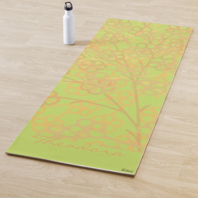 Esterilla De Yoga Elegante Gold Green Abstract Floral (In situ)