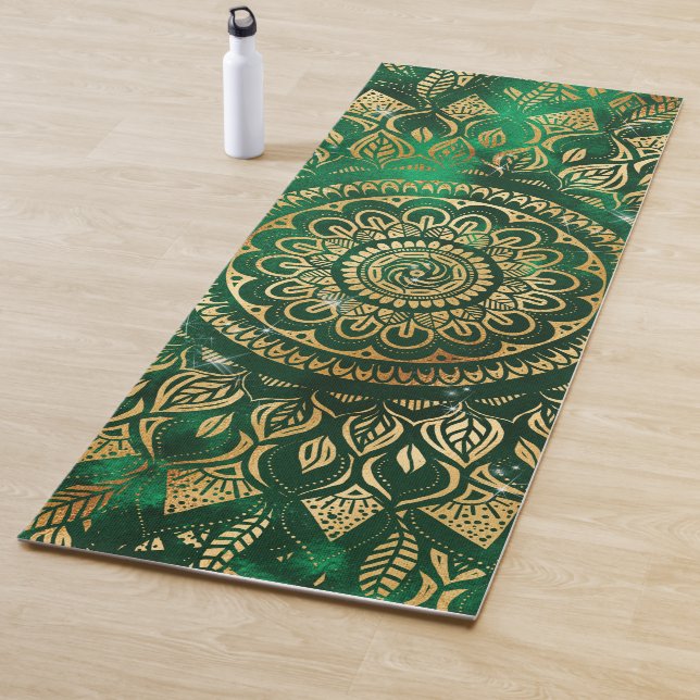 Esterilla De Yoga Elegante Gold Green Mandala Floral (In situ)