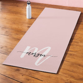 Esterilla De Yoga Elegante guión moderno rosado nombre del monograma