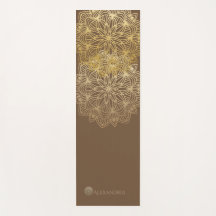 Elegante Mandala Gold Brown Personalizado (1 lado)