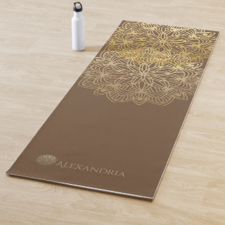 Esterilla De Yoga Elegante Mandala Gold Brown Personalizado (1 lado)