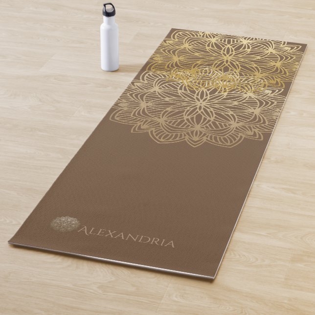 Esterilla De Yoga Elegante Mandala Gold Brown Personalizado (1 lado) (In situ)