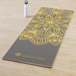 Esterilla De Yoga Elegante Mandala Gris Amarillo Personalizado (1 ca