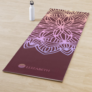 Esterilla De Yoga Elegante Mandala Pluma Rosa Personalizada (1 cara)