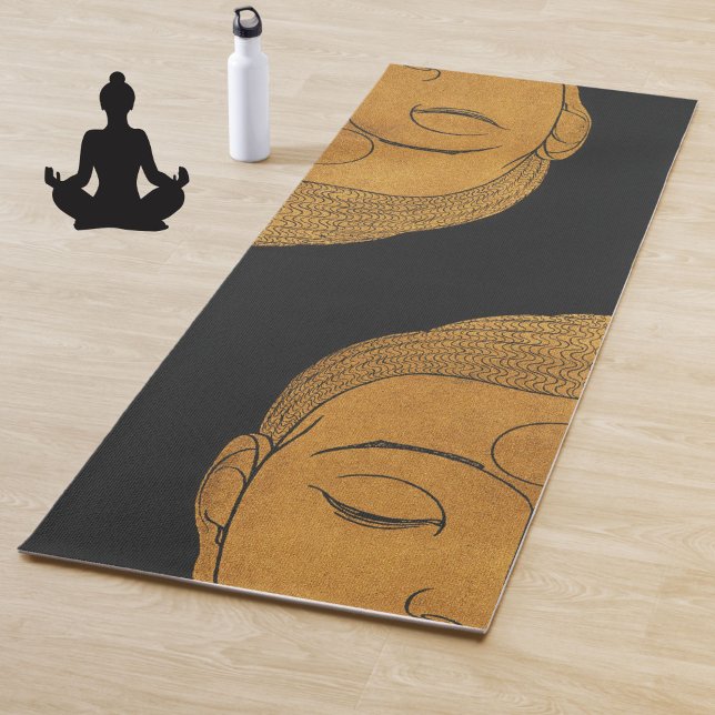 Esterilla De Yoga Elegante Meditación Negra del Buda de Bronce Zen (An elegant zen buddha pattern yoga mat to soothe your spirit.)